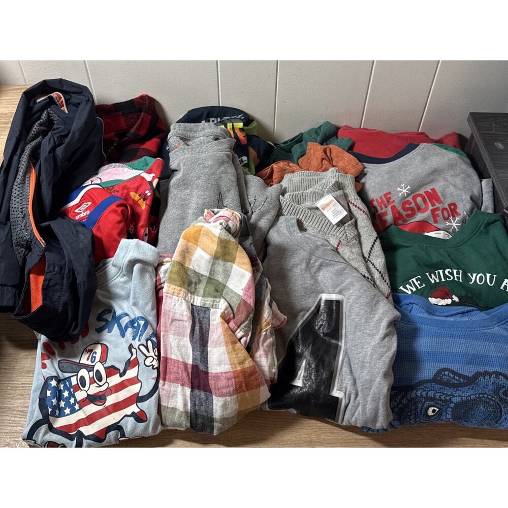 Lot Of 16 Boys Long Sleeve Shirts/ PJ Sets, Jacket, Flannel Long, Tshirt BL